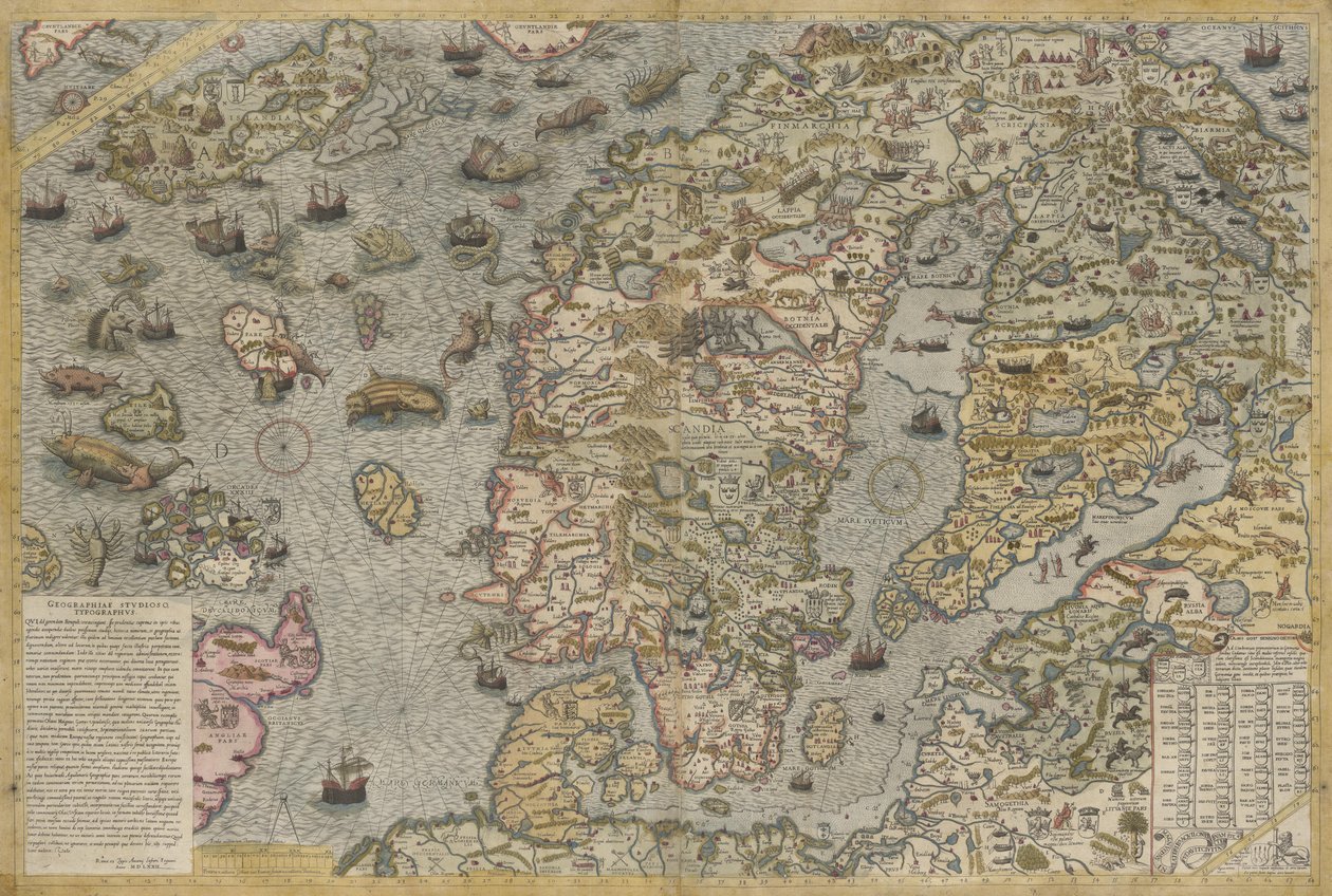 Map of the Sea (Carta Marina) by Olaus Magnus by Antoine Lafrery