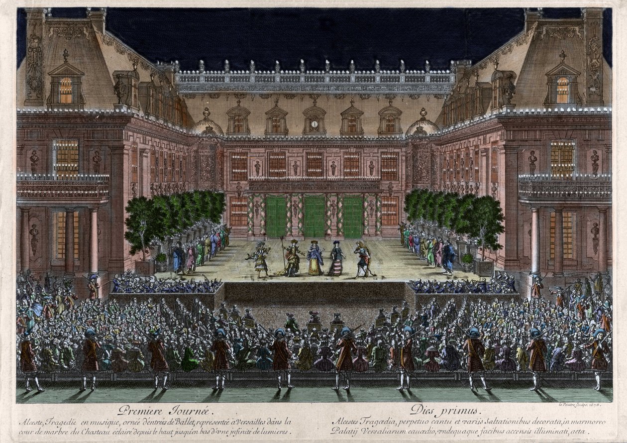 Representation, in the marble courtyard of the castle of Versailles, of 