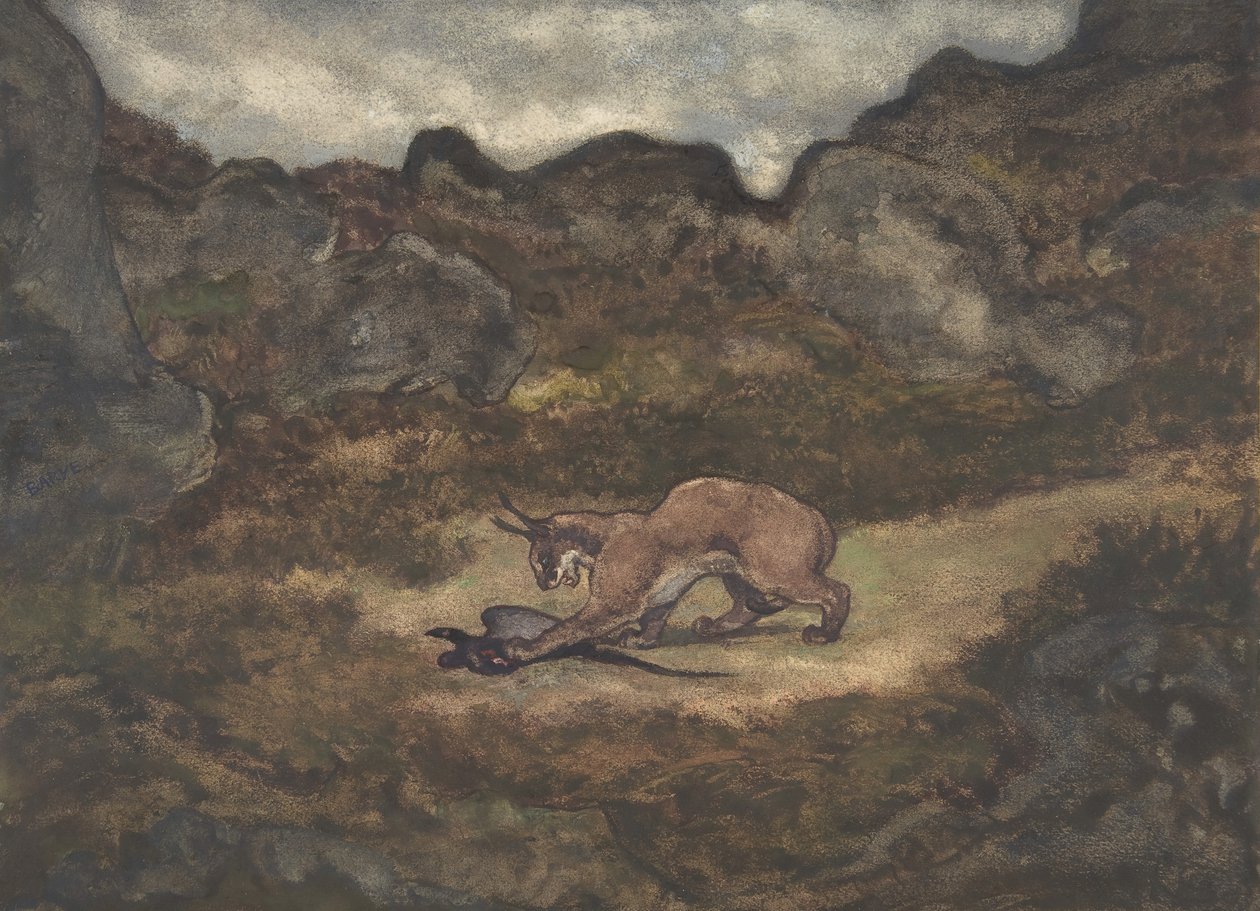 Caracal and Pheasant by Antoine Louis Barye