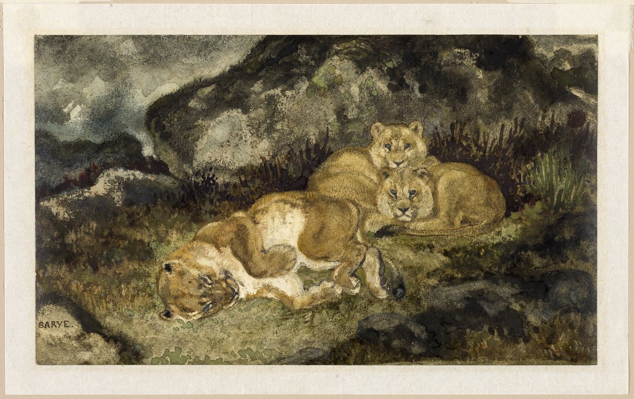 Lioness and Cubs, c.1832 by Antoine Louis Barye