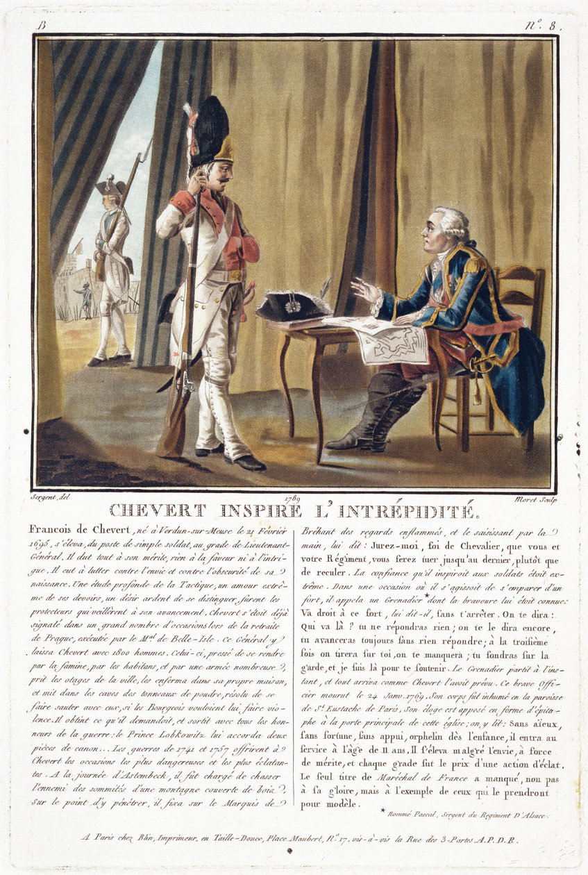 Francois Chevert (1695-1769) Inspires Courage, Engraved by Jean Baptiste Morret, 1789 by Antoine Louis Francois Sergent Marceau