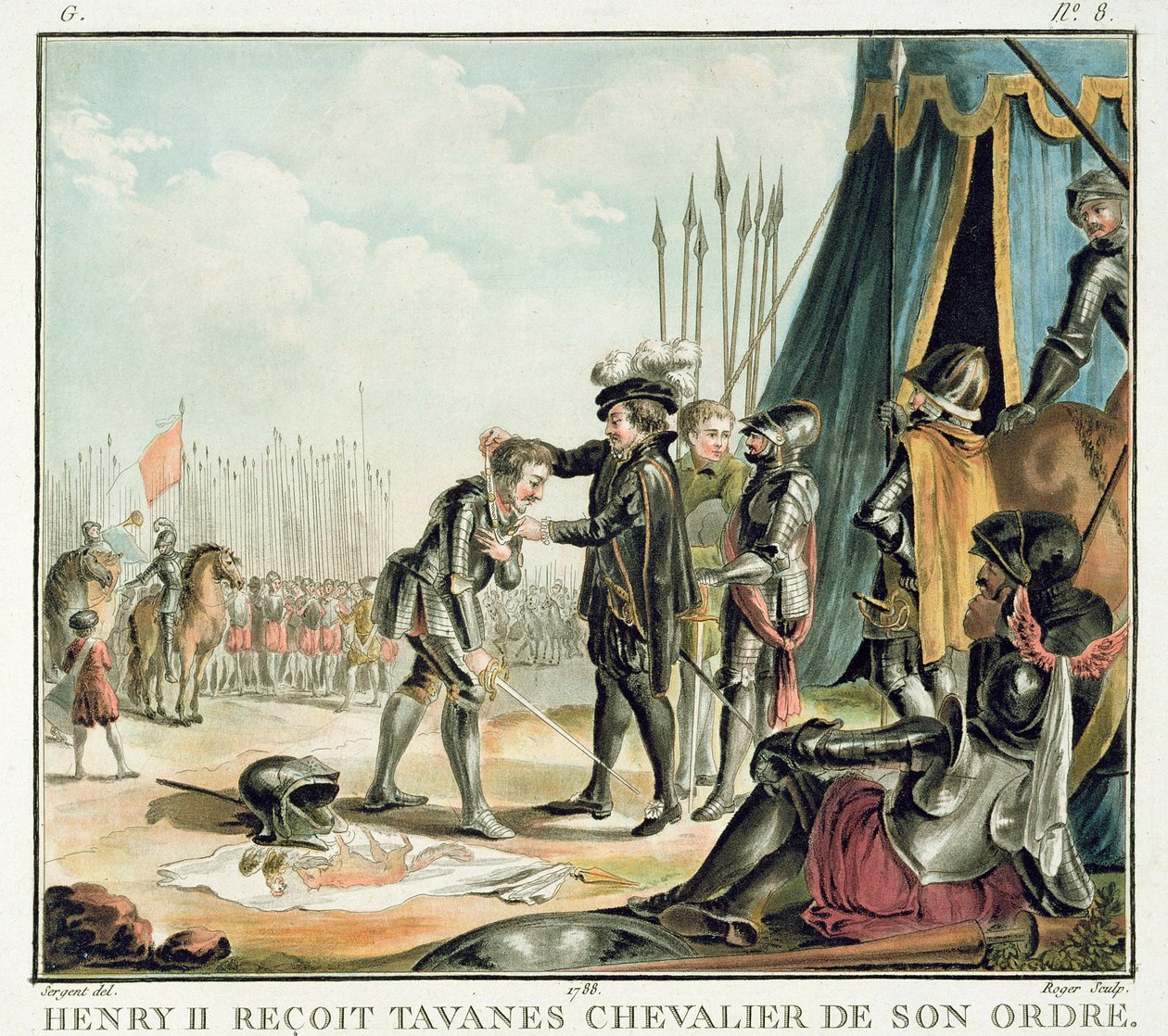 Henri II Receives Jean de Tavanes as a Knight into his Order, engraved by Roger, 1788 by Antoine Louis Francois Sergent Marceau