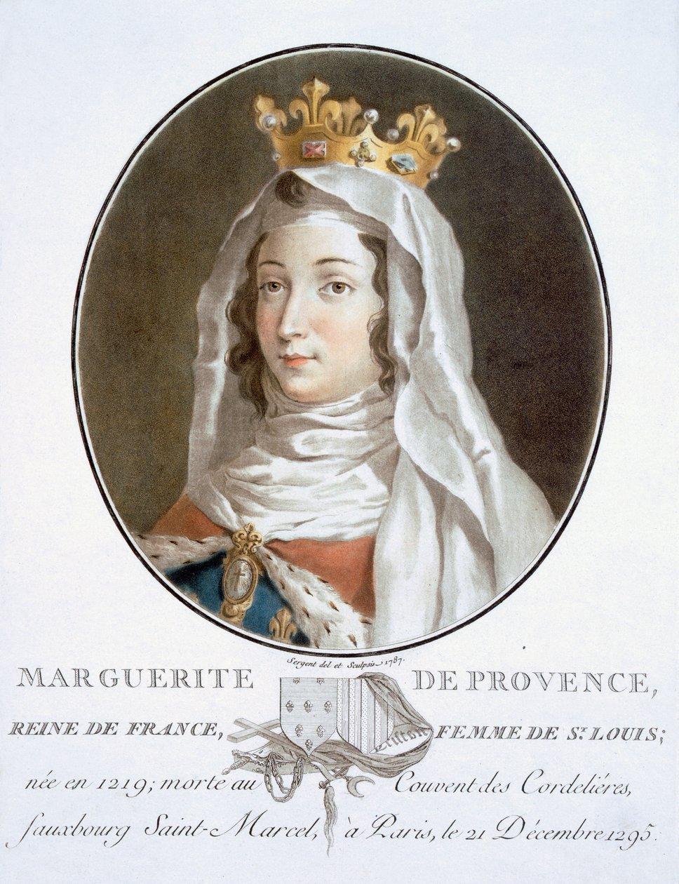 Marguerite de Provence (engraving by Pierre Blin, 1786-92) by Antoine Louis Francois Sergent Marceau