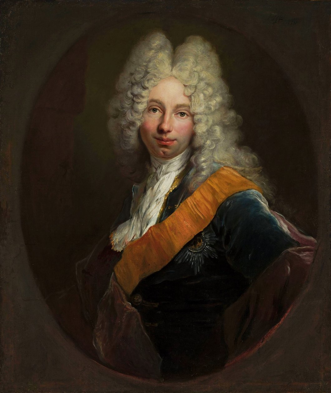 Friedrich Wilhelm Kettler (1692–1711) (Portrait of a Man in a Wig with the Black Eagle Order) by Antoine Pesne