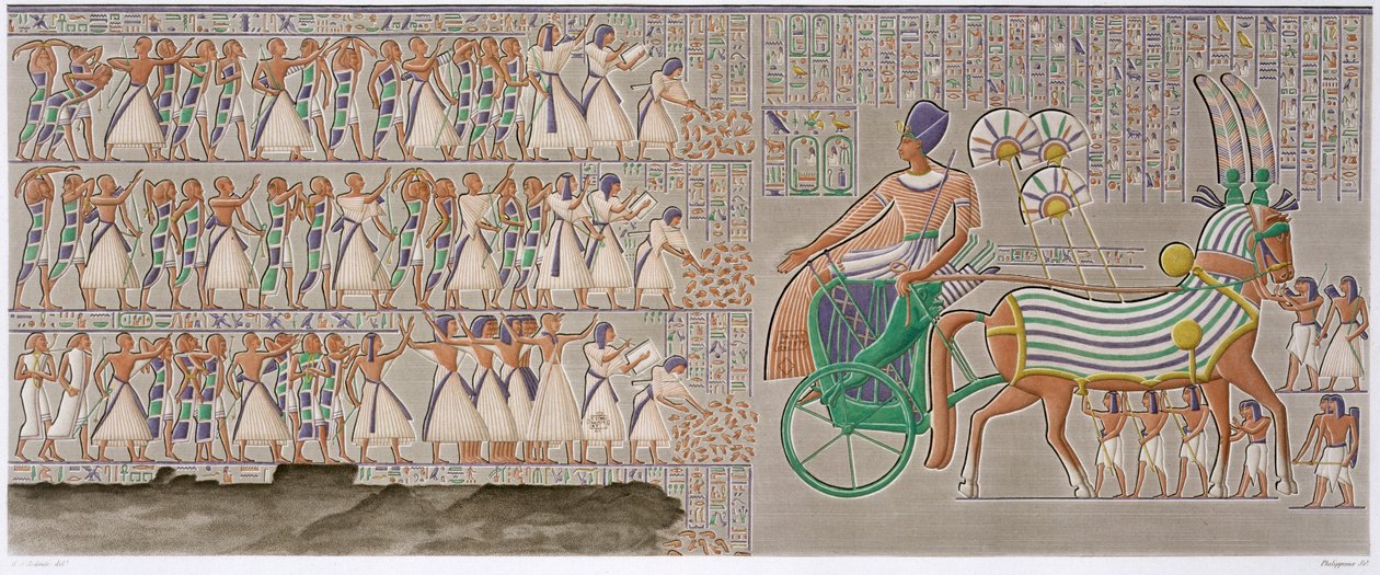 Ancient Egyptian Coloured Bas Reliefs, 1822 by Antoine Phelippeaux