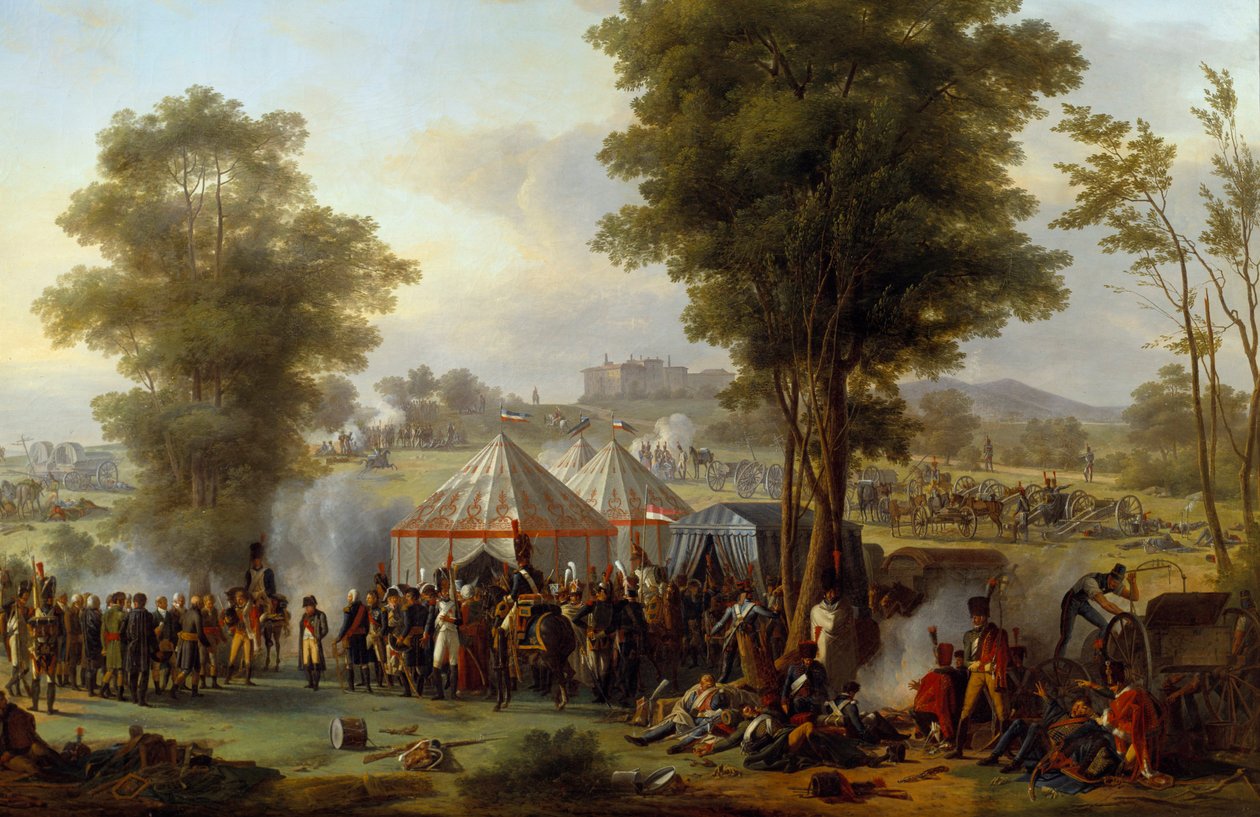 Bivouac of Emperor Napoleon I near the Castle of Ebersberg in Austria by Antoine Pierre Mongin