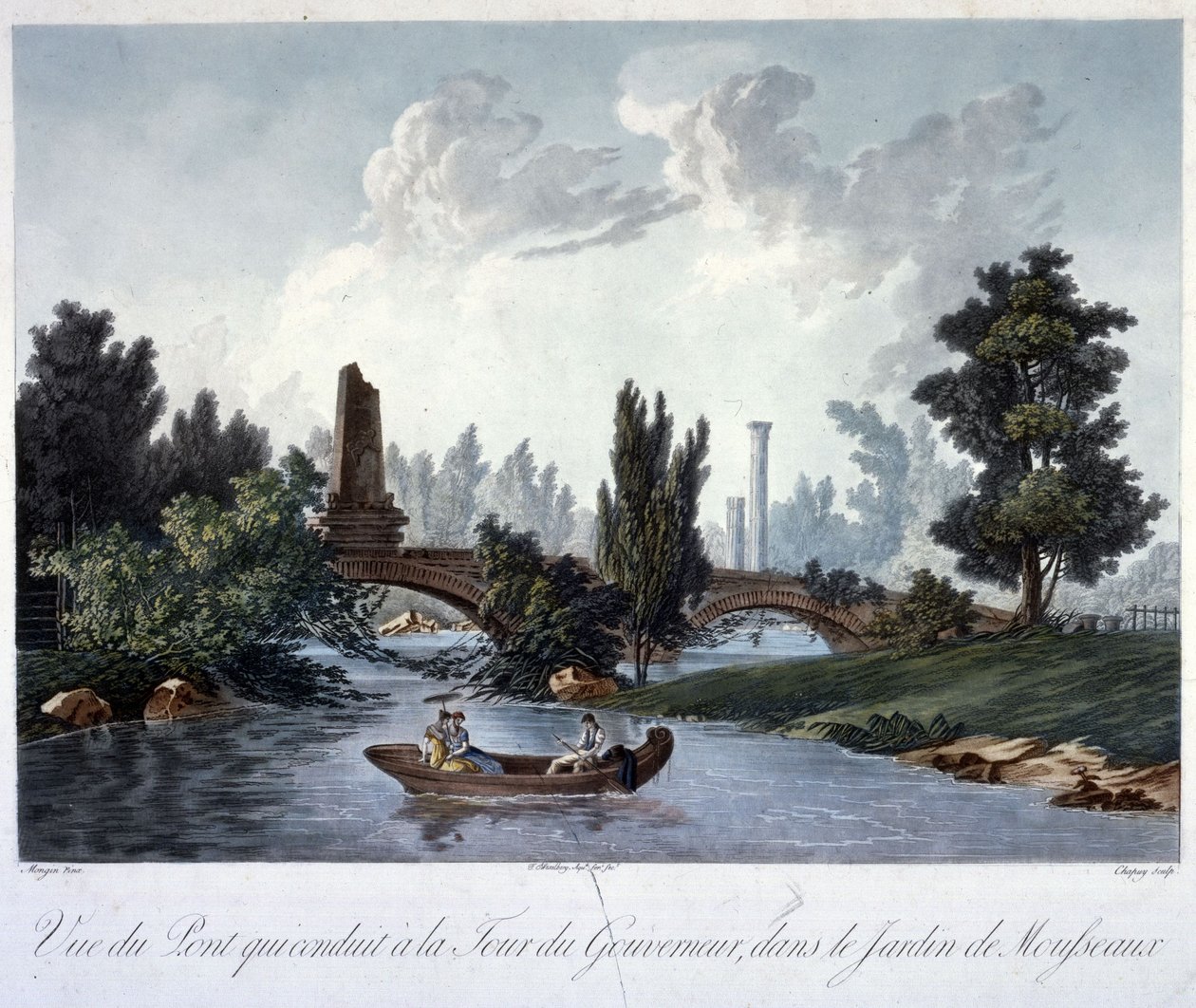 Bridge to the Tour du Gouverneur in the Parc Monceau, Engraved by Chapuy by Antoine Pierre after Mongin