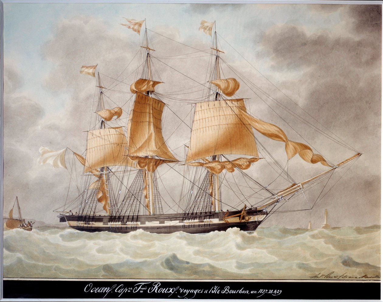 The Ocean Three-Masted Ship, Voyage to the Island of Bourbon by Antoine Roux