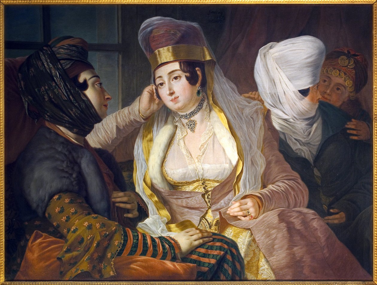 Levantine ladies in town hair. Painting by Antoine de Favray (1706-1791) by Antoine de Favray