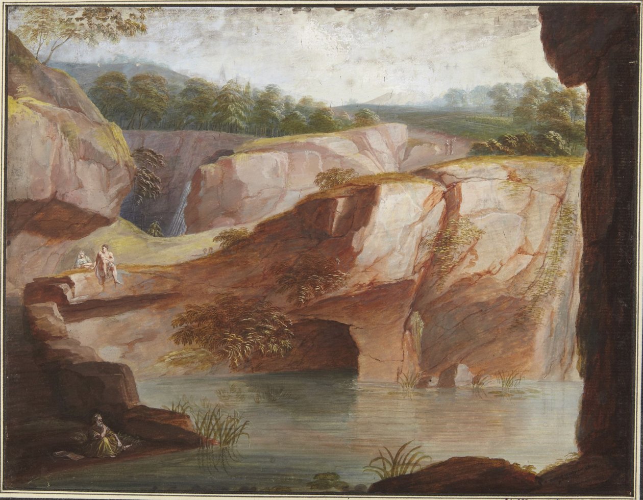 Quarry with Seated Sage, Man and Woman by Antoine de Marcenay de Ghuy