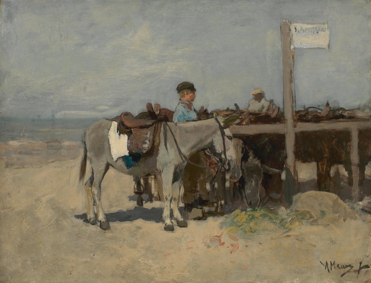 Donkey Stand on the Beach at Scheveningen by Anton Mauve