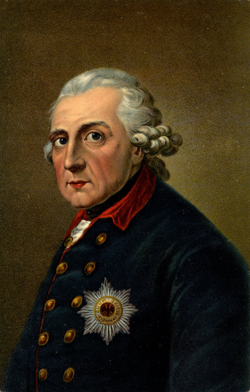 History. Germany. Frederick II the Great. Illustration inspired from a portrait by Anton Graff (1780), Germany, c.1900 by Anton (after) Graff