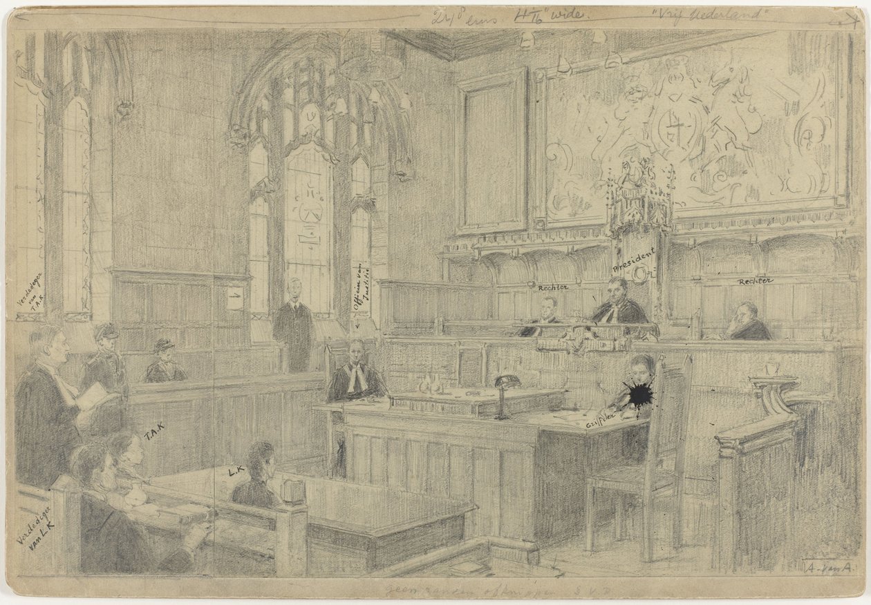 Study of the Entire Composition for the (Unfinished) Painting of the Dutch Court in London, June 1942 by Anton Abraham van Anrooy