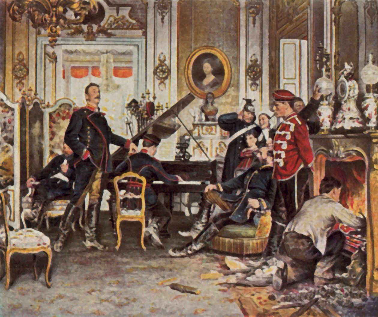 In the staging area outside Paris by Anton Alexander von (after) Werner