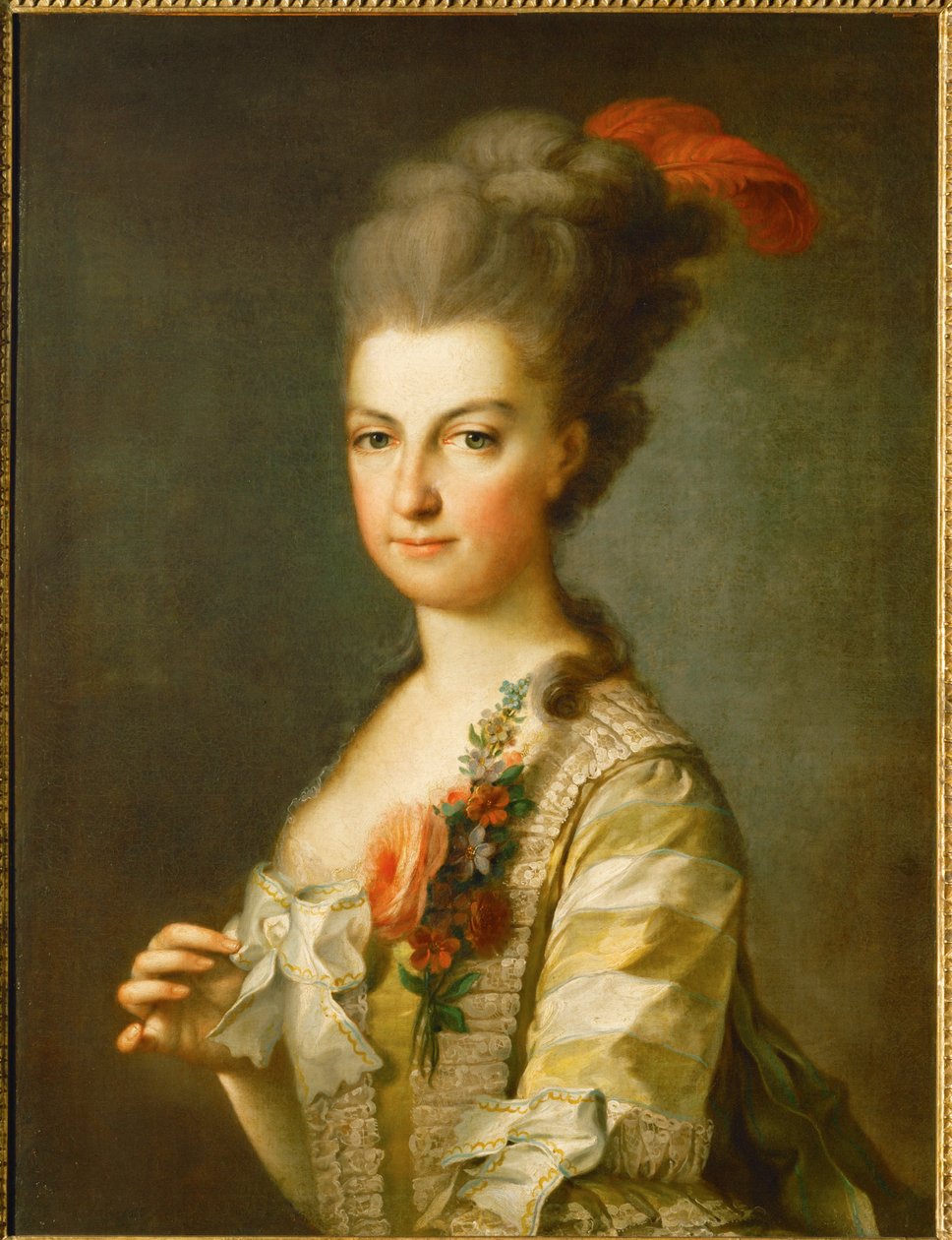 Archduchess Marie-Christine in a Striped Silk Dress by Anton Graff