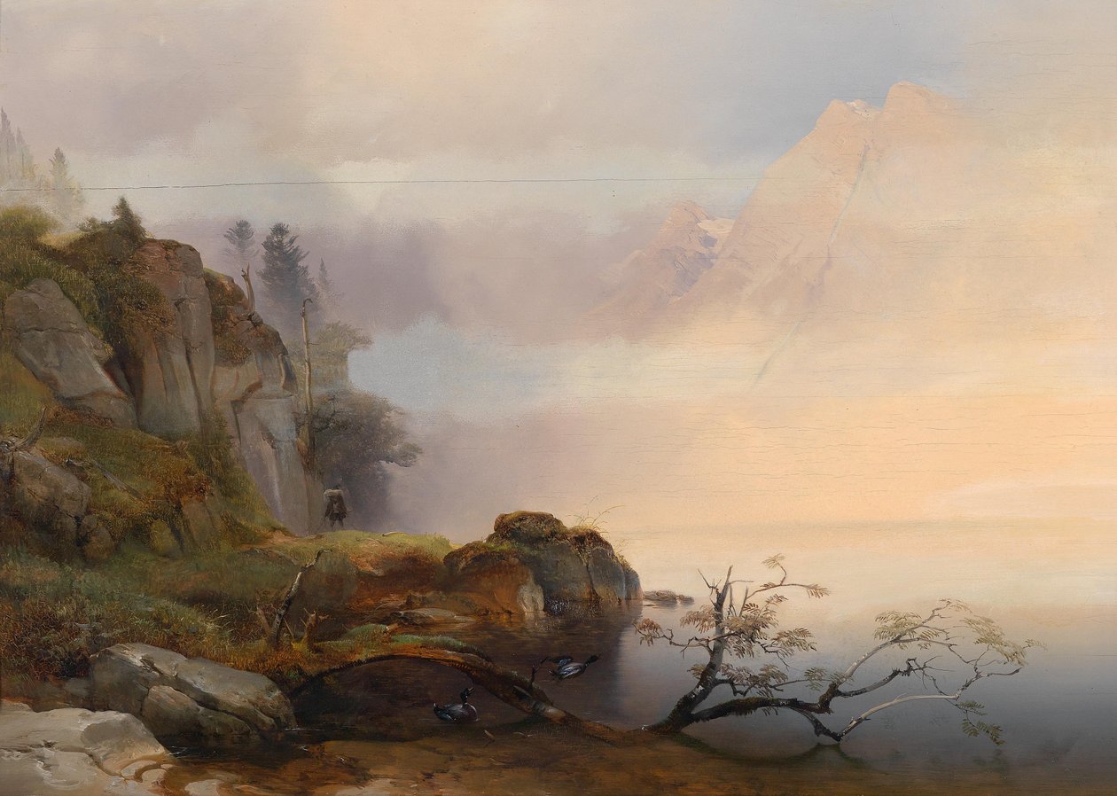 Autumn Mood at the Lake 1846 by Anton Hansch