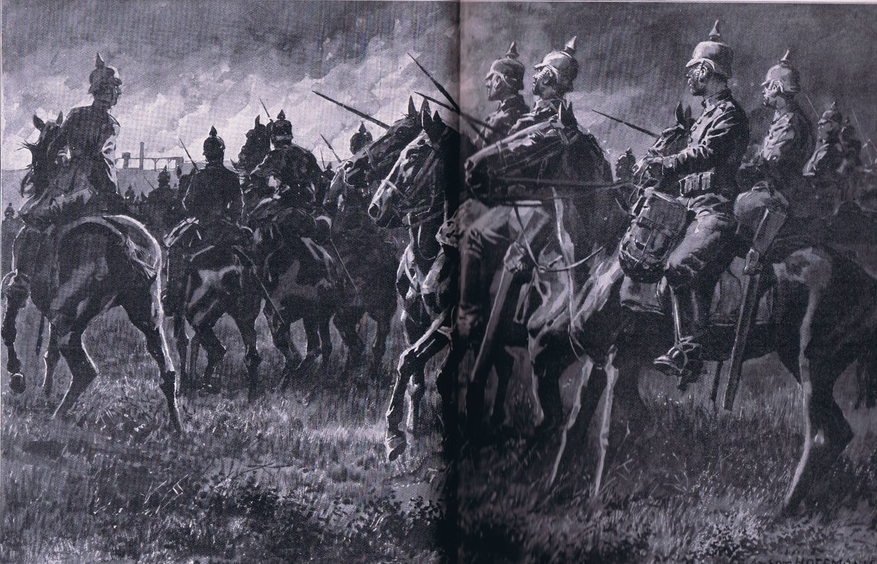 The Fire at the Mine at Libin, from The Illustrated History of the World War 1914-1915 pub. by Union Berlagsefellfchaft by Anton Hoffman