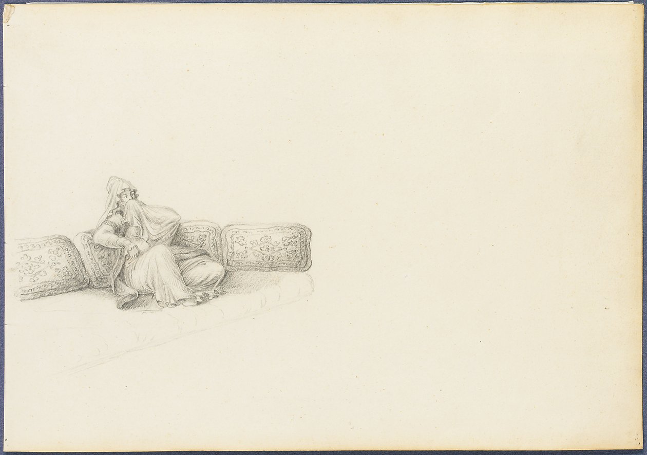 Presumed Portrait of Sultana Hadigé seated on a sofa by Anton Ignaz Melling