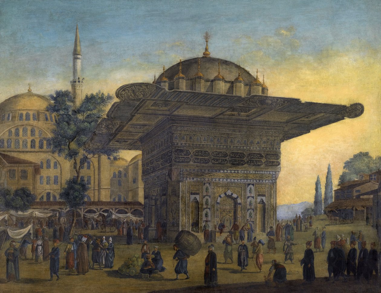 View of the Tophane Fountain, Istanbul, Turkey by Anton Ignaz Melling