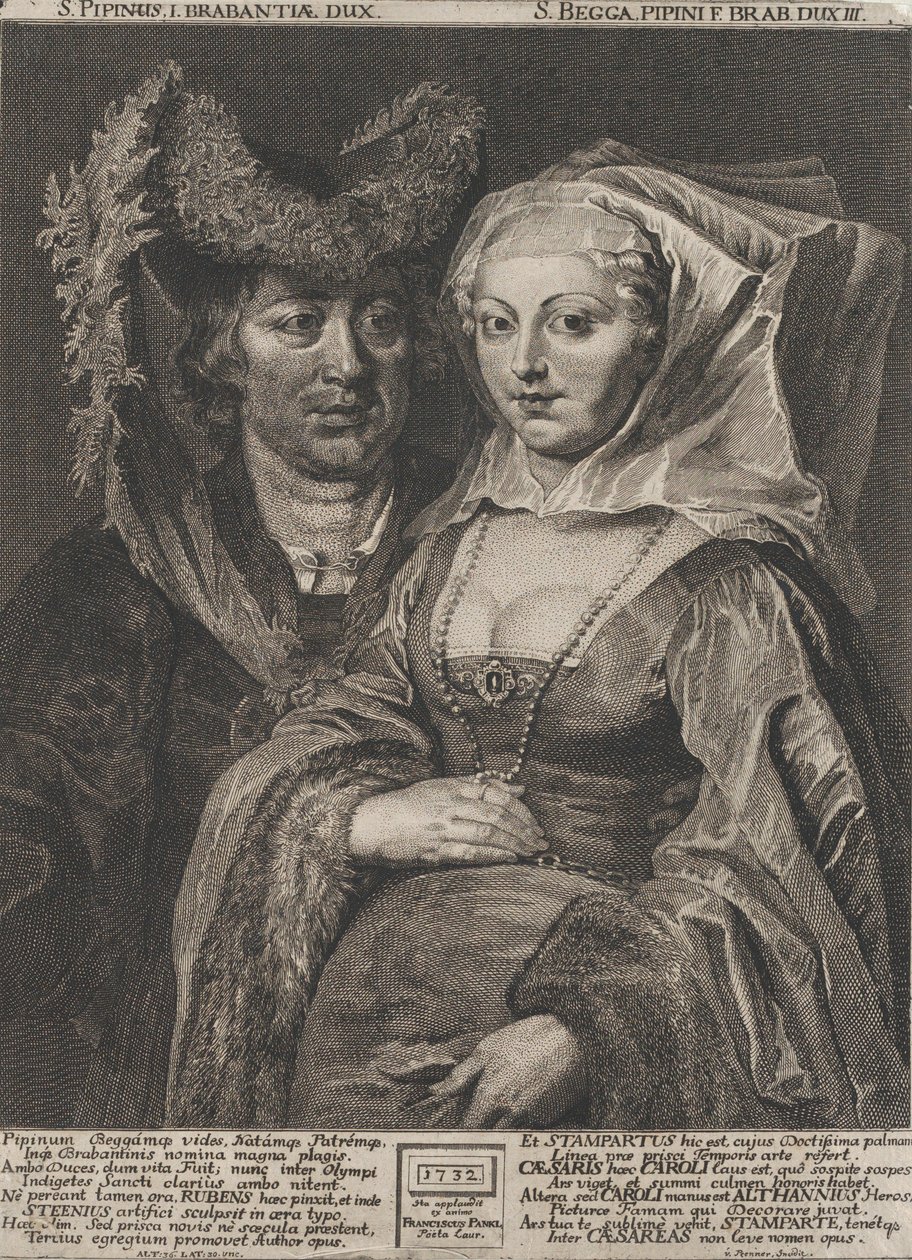 Saint Pepin I and his daughter, Saint Begga, 1732 by Anton Joseph von Prenner