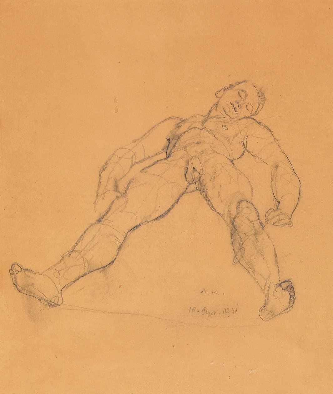 Reclining Male Nude by Anton Kolig