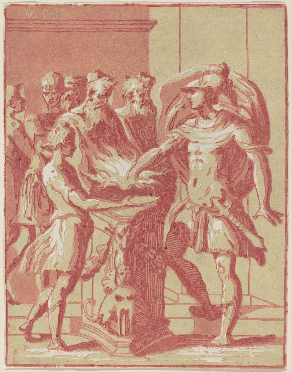 Mucius Scaevola Putting his Hand in a Fire by Anton Maria Zanetti I after Parmigianino