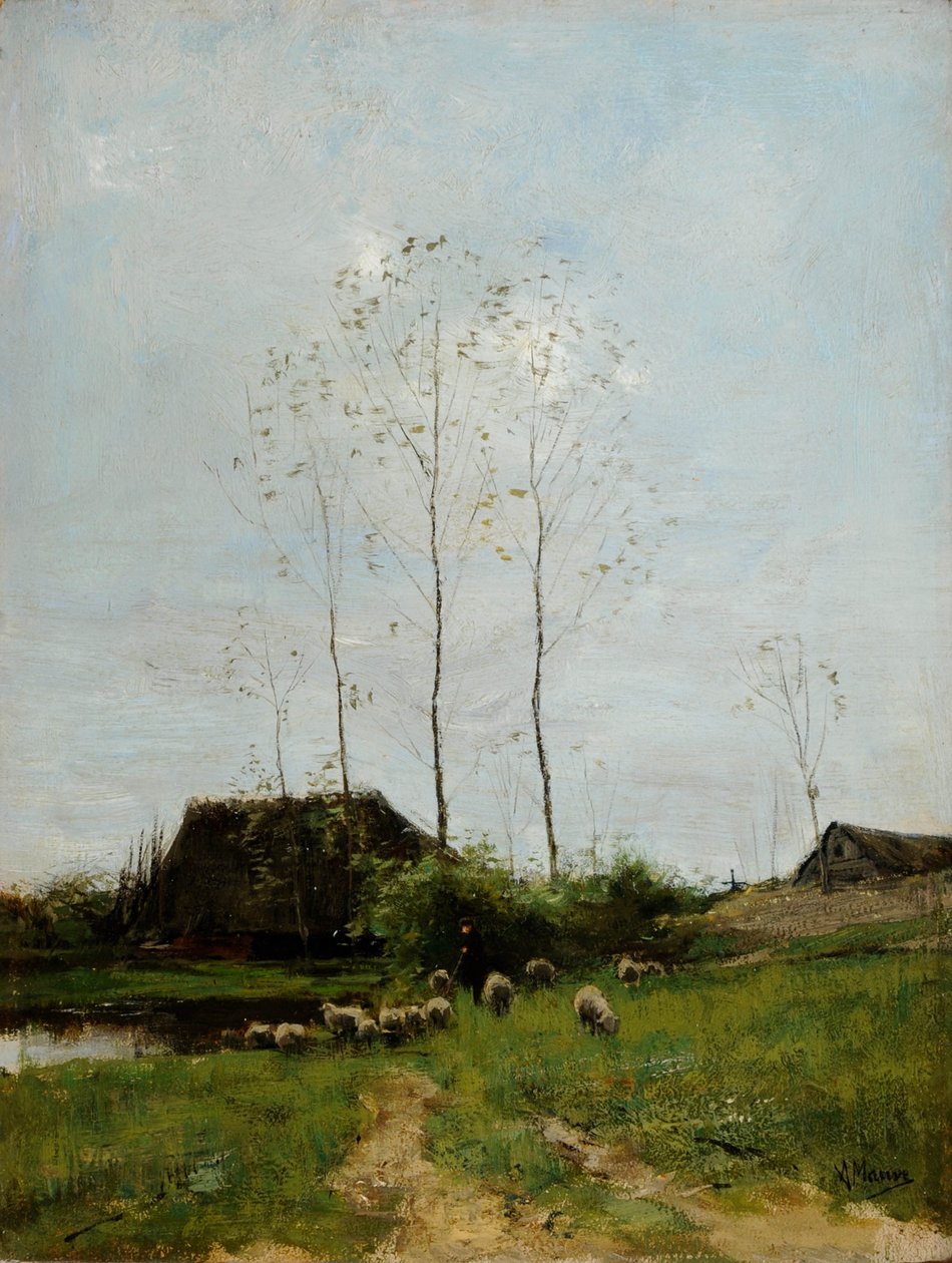 Landscape with Shepherd and Sheep by Anton Mauve