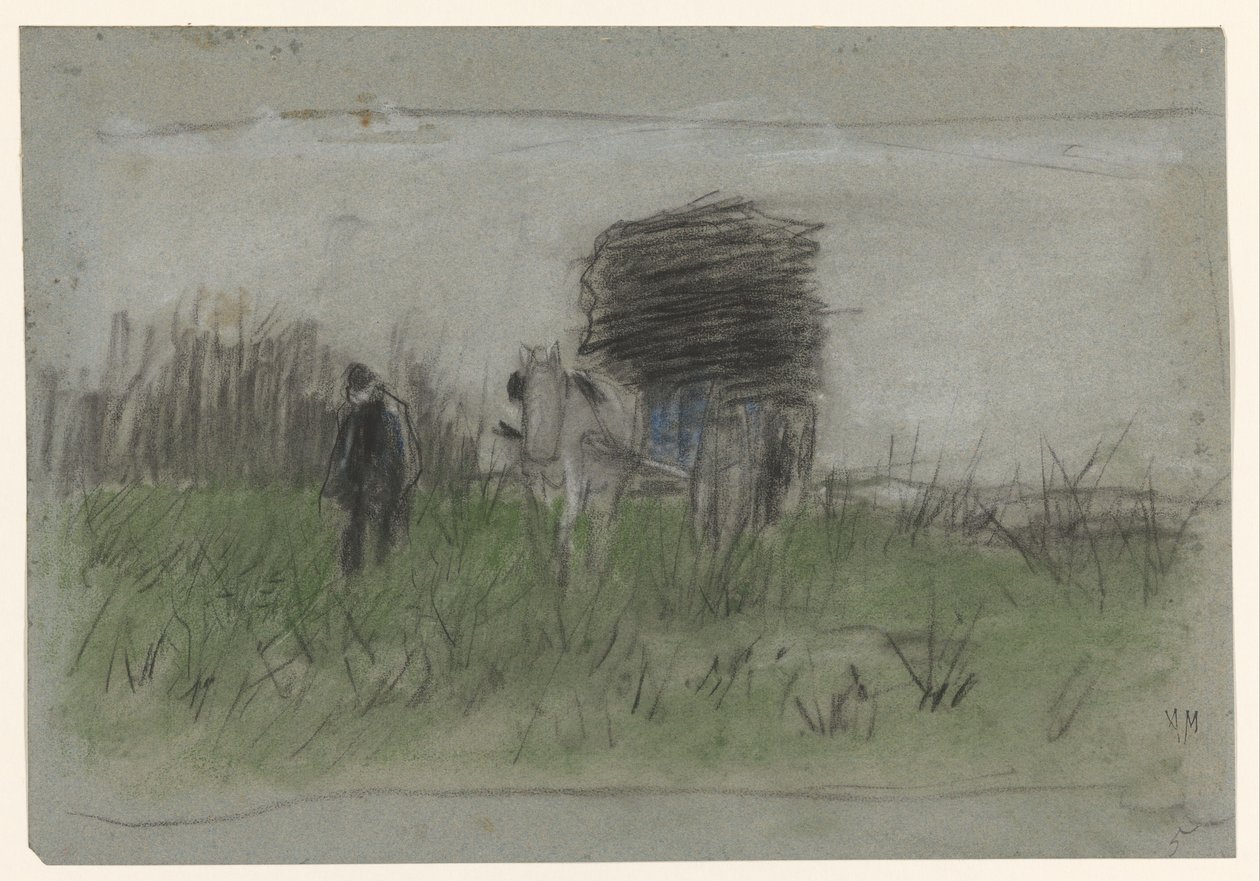 Man with Horse and Cart in the Dunes by Anton Mauve