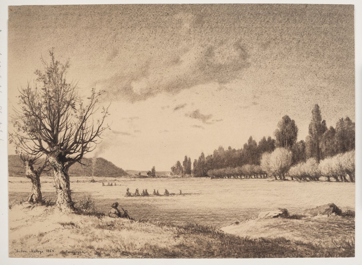 Open Landscape with a Wood in the Distance. Burgundy by Anton Melbye