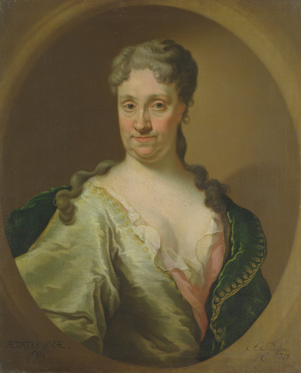 Portrait of Barbara Lutken, 1718 by Anton Paulsen