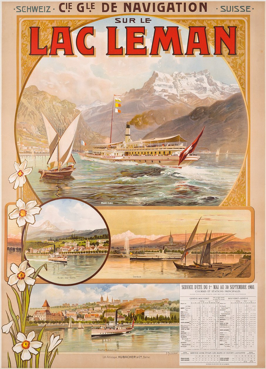 Poster advertising Lac Leman (Lake Geneva), Switzerland by Anton Reckziegel