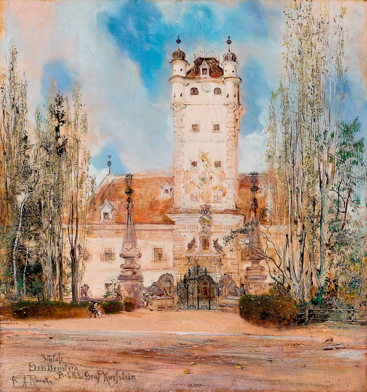 Exterior View of Greillenstein Castle in Austria by Anton Romako