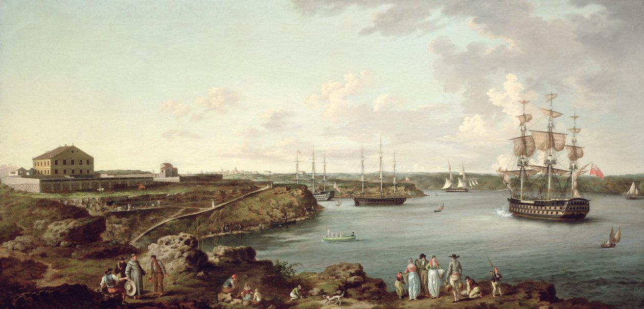 Ships of the Royal Navy at Port Mahon, Minorca by Anton Schantz