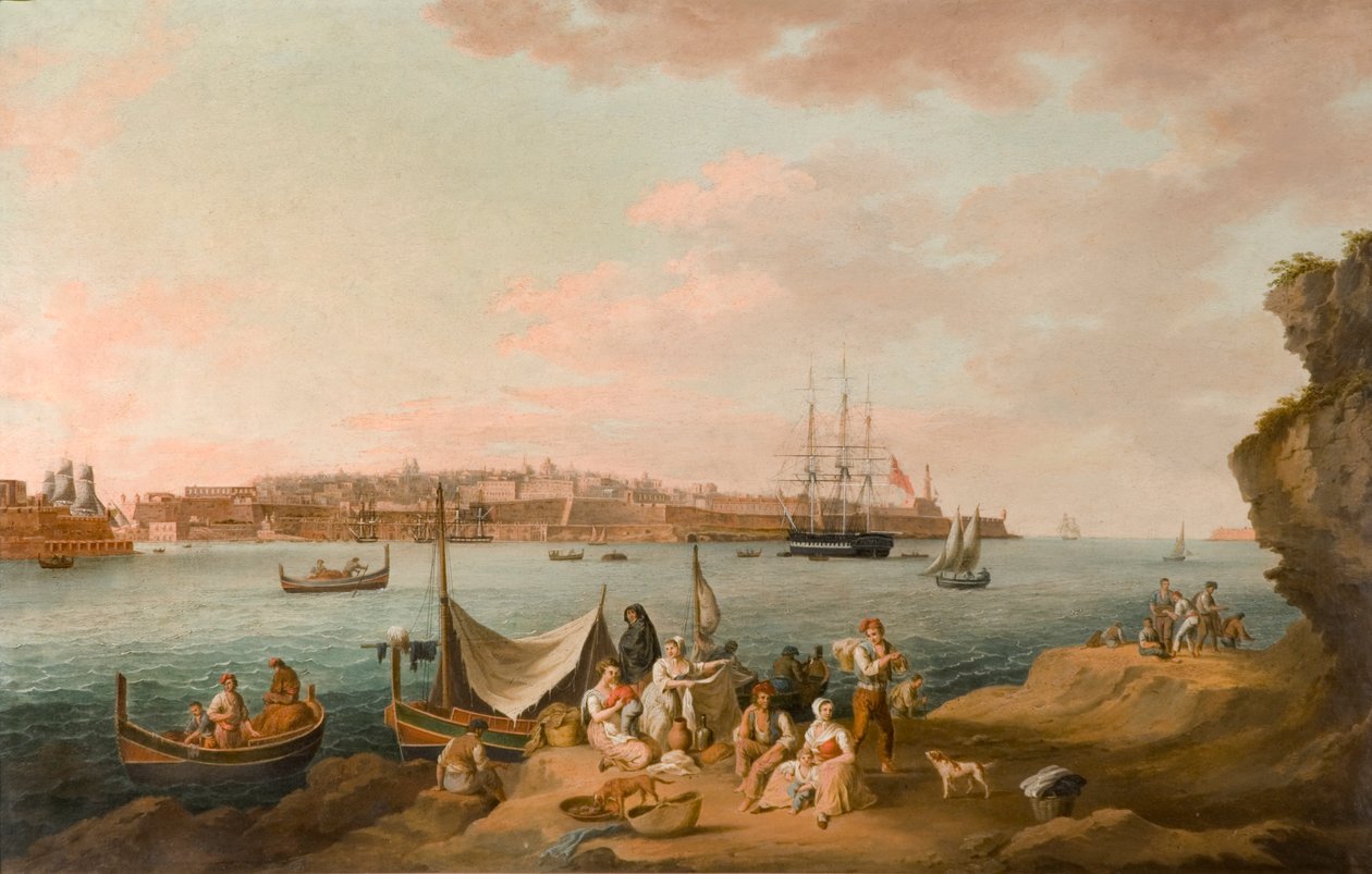 Harbour Scene, Malta by Anton Schranz