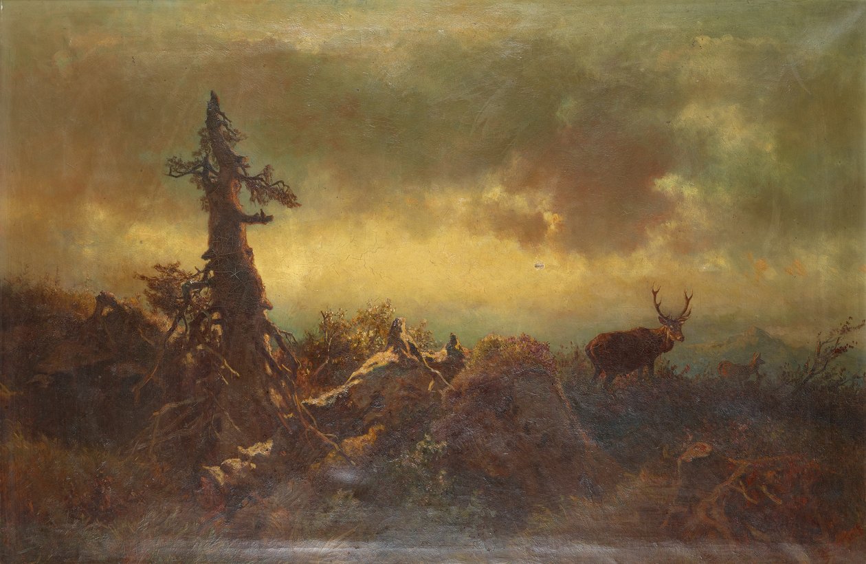 Plateau with Deer by Anton Schrodl