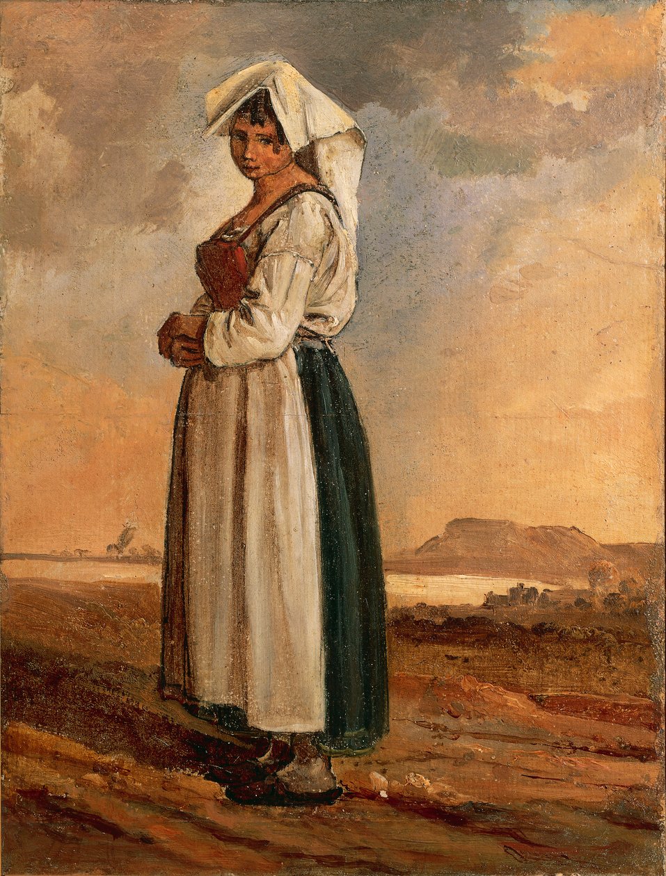 Peasant Woman with Southern Lazio Region Costume by Anton Sminck Pitloo