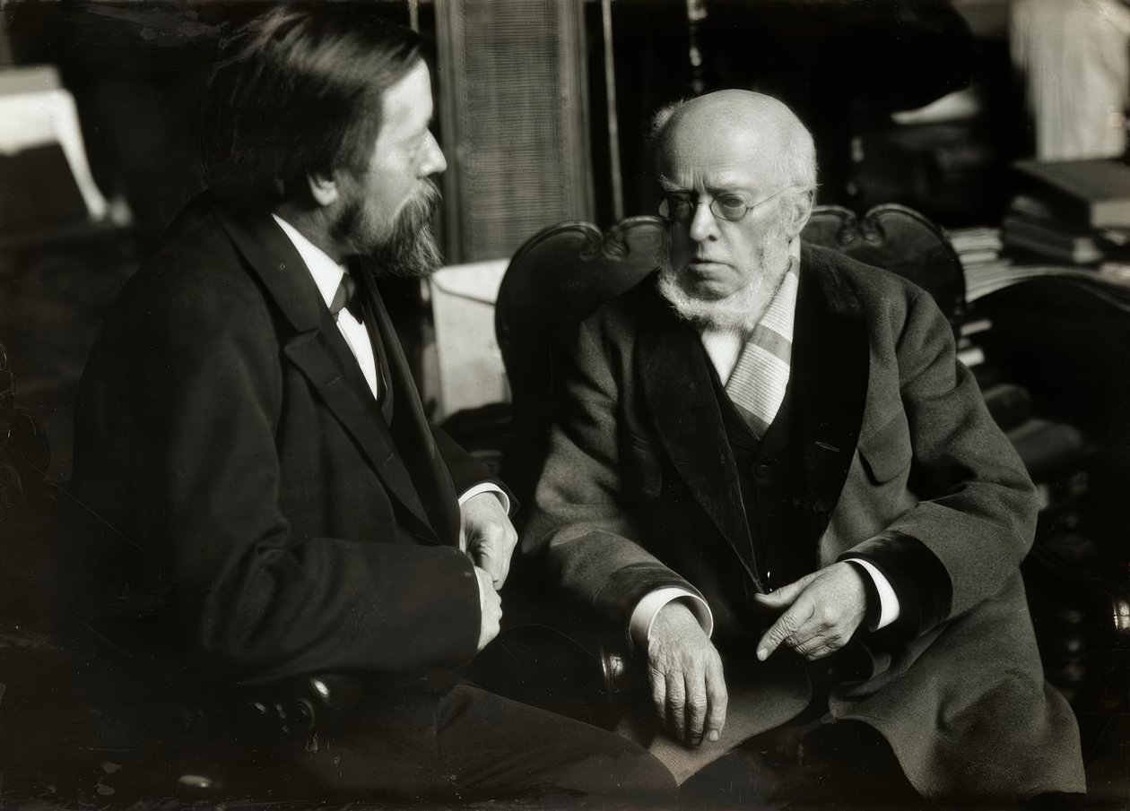 A. v. Menzel in His Apartment with A. v. Werner by Anton Alexander von Werner