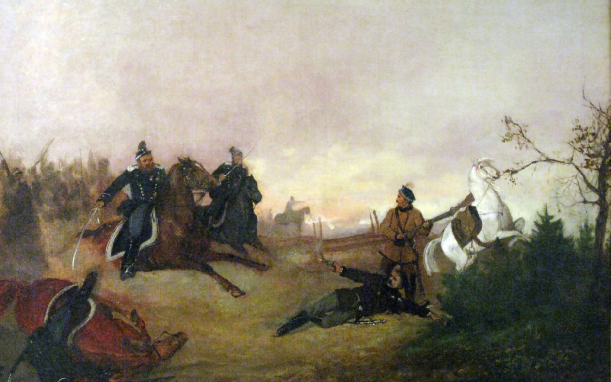 Death of Dionizy Czachowski during Battle of Wierzchowiska in 1863 by Maksymiljan Antoni Piotrowski