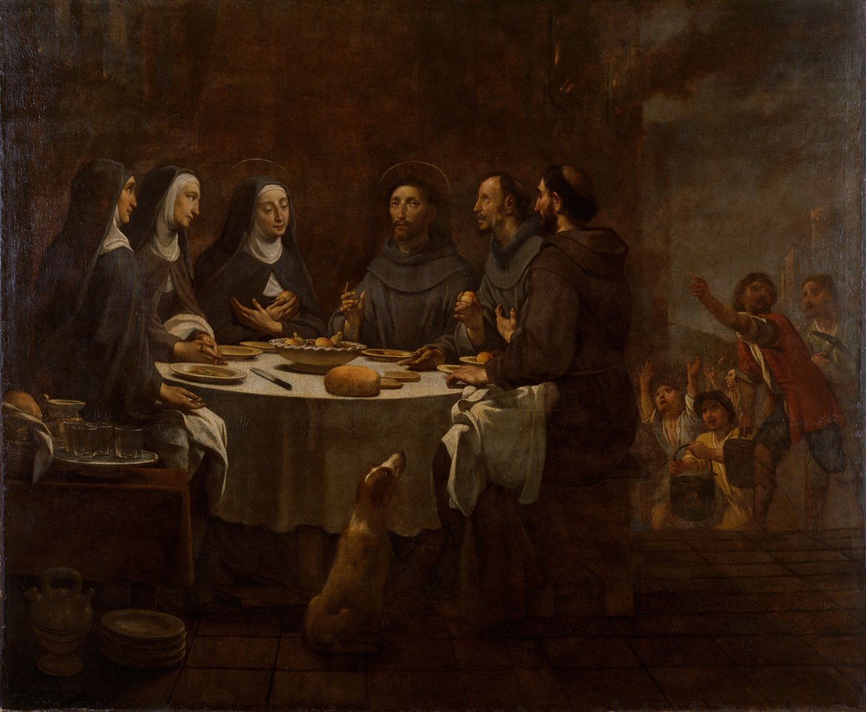Saint Francis and Saint Clare at Supper in the Convent of Saint Damian by Antoni Viladomat