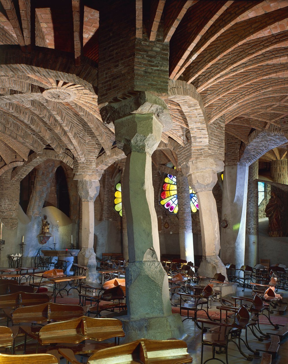 Church of Colonia Guell, Church Crypt, Santa Coloma de Cervello, Barcelona Province, Catalonia Region, Spain by Antoni Gaudi