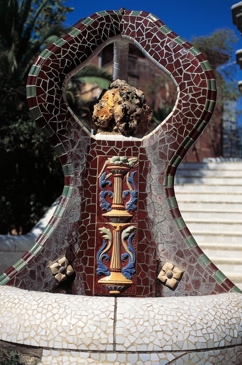 Tiled fountain, Guell Park (1900-1914) by Antoni Gaudi