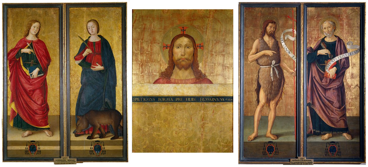 Bust of Christ, Saint John the Baptist, and Saint Peter. Closed by Antoniazzo Romano