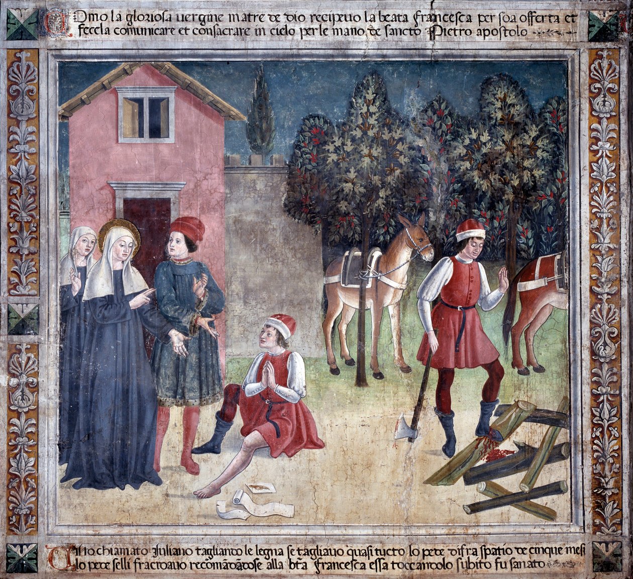 Life of St. Francesca Romana: The Saint Heals a Man with a Wounded Foot by Antoniazzo Romano