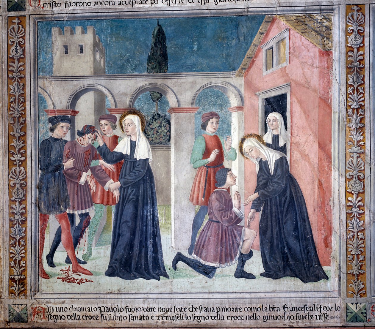 Life of St. Francesca Romana: The Saint Heals a Wounded Man by Antoniazzo Romano