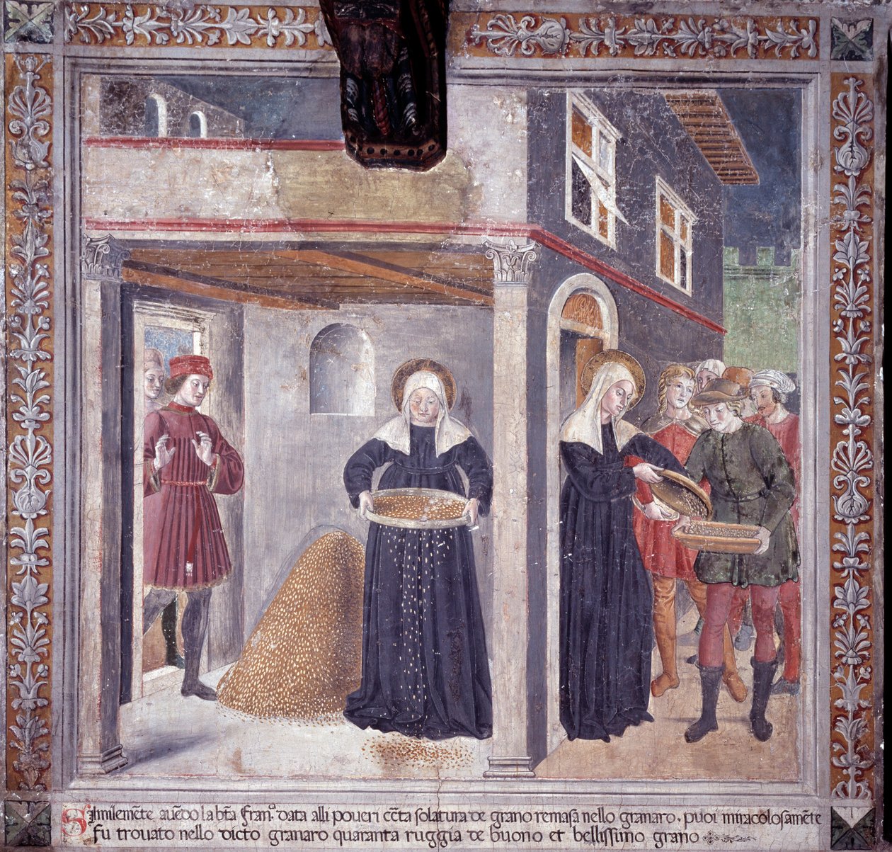 Life of St. Francesca Romana: During a serious famine in 1402, Francesca gives all her grain to the poor by Antoniazzo Romano