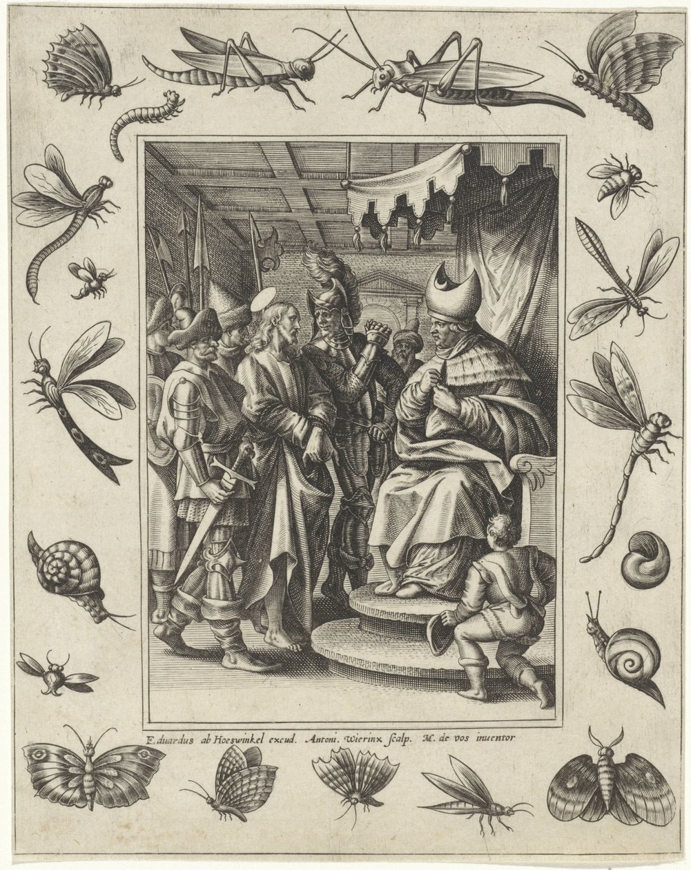 Christ Before Caiaphas, Passion of Christ by Antonie Wierix (II)