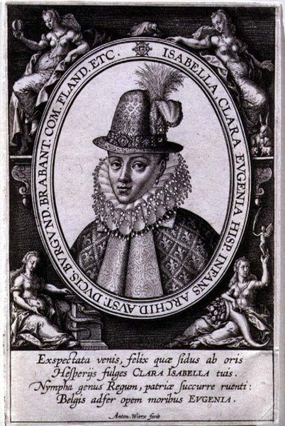 Portrait of Isabella Clara Eugenia of Austria, wife of Albert, Archduke of Austria by Antonie Wierix
