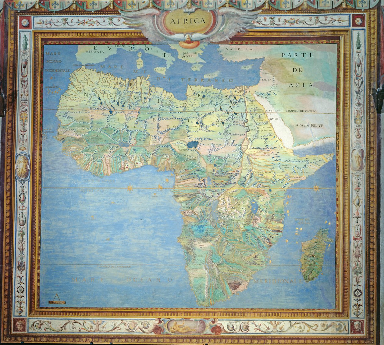 Map of Africa, in the Sala del Mappamondo by Antonio Giovanni de Varese