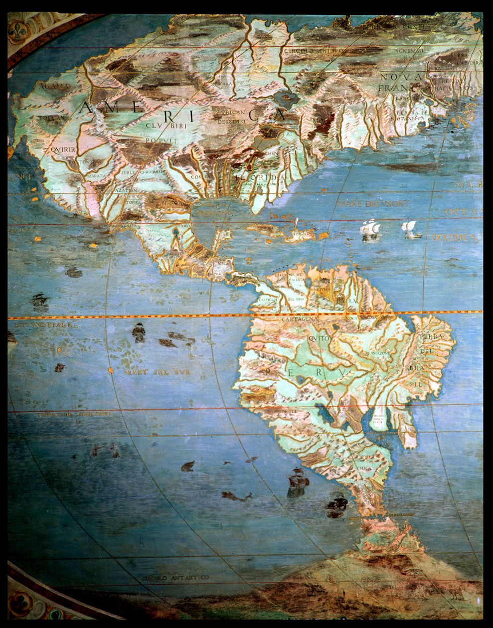 Map of North and South America, from the 