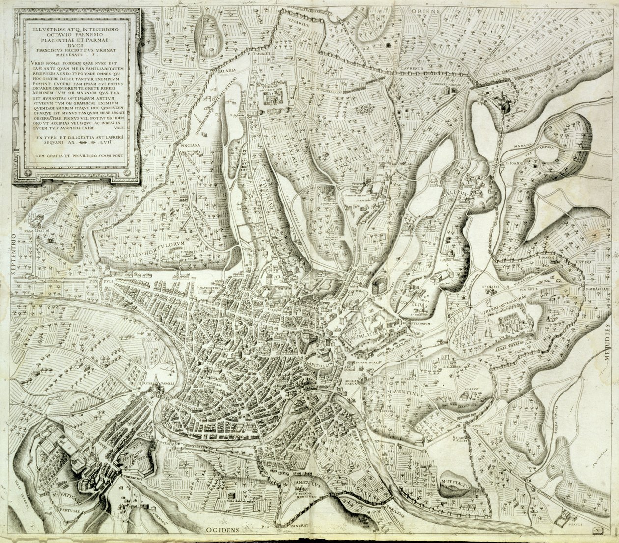 Map of the city of Rome, engraved by the artist, 1557 by Antonio Lafreri